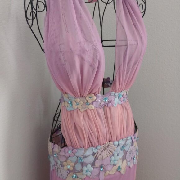Y2K Ema Savahl Floral Ombré Halter Fairy Dress - Picture 5 of 12